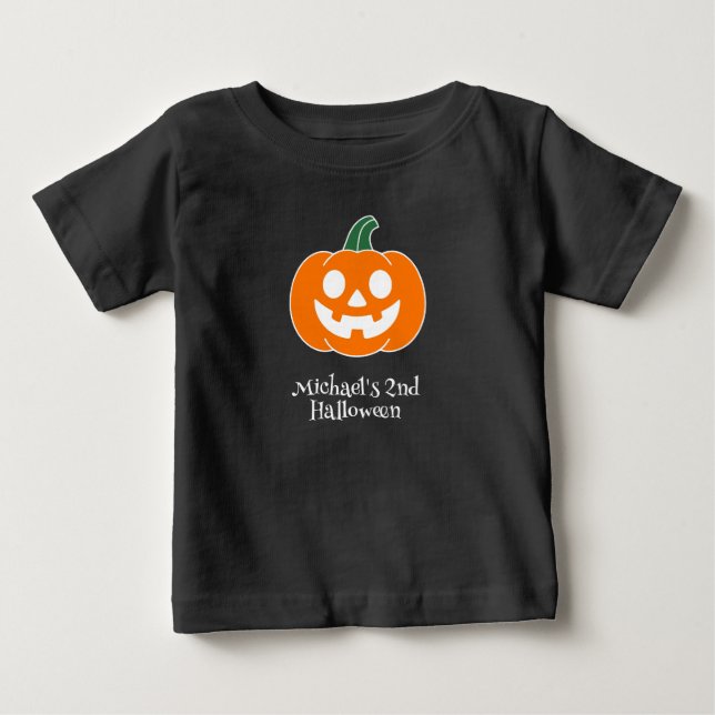 Halloween Pumpa Baby Pojke T Shirt (Framsida)