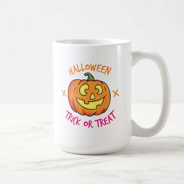 Halloween Pumpa Bus eller Godis Etikett Kaffemugg (Höger)