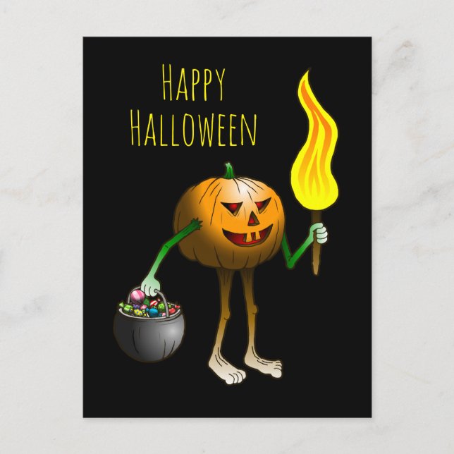 Halloween Pumpa Bus eller Godis Vykort (Framsida)