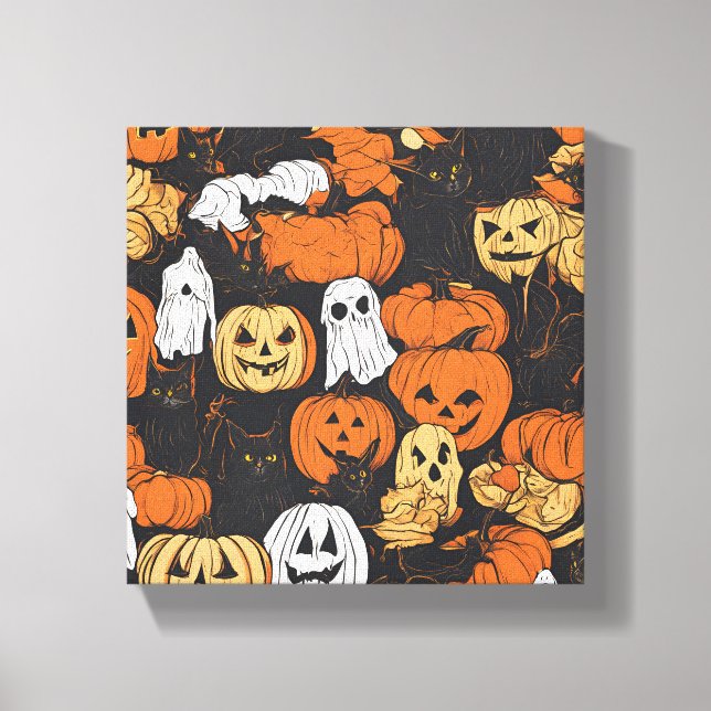 Halloween-pumpa Canvastryck (Framsida)