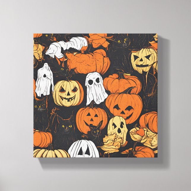 Halloween-pumpa Canvastryck (Framsida)