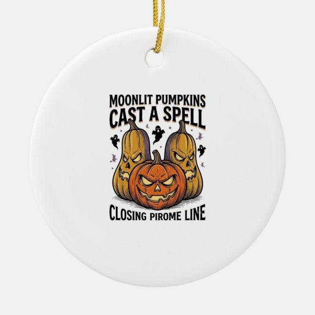 Halloween-pumpa Citat Månljust Jack O Lantern Eng Julgransprydnad Keramik (Framsidan)