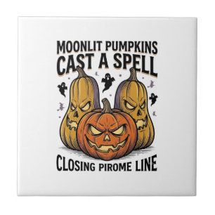 Halloween Pumpa Citat Månljust Jack O Lantern Eng Kakelplatta