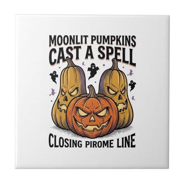 Halloween Pumpa Citat Månljust Jack O Lantern Eng Kakelplatta (Framsidan)