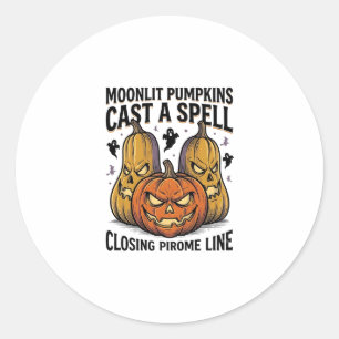 Halloween Pumpa Citat Månljust Jack O Lantern Eng Runt Klistermärke