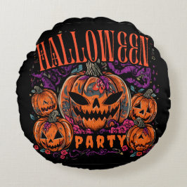 Halloween, Pumpa Coven Bloom, Gotisk Rund Kudde