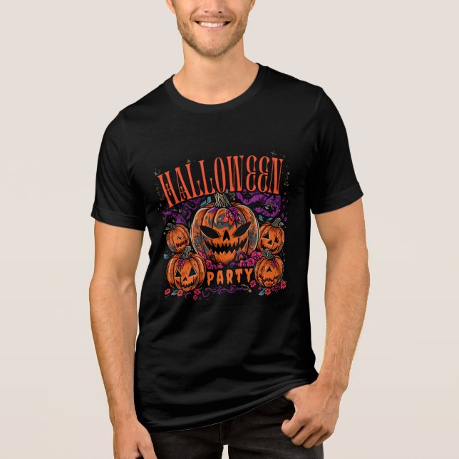 Halloween, Pumpa Coven Bloom, Gotisk T Shirt (Framsida)