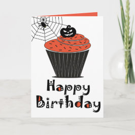 Halloween Pumpa Cupcake Glad Födelsedag Kort