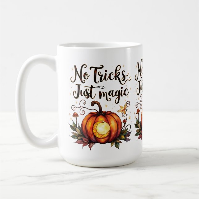 Halloween Pumpa Design Inga Busar Bara Magi Kaffemugg (Vänster)