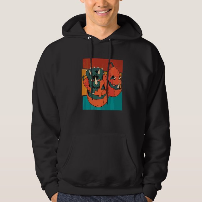 Halloween Pumpa Dinosaurie Triceratops Hoodie (Framsida)