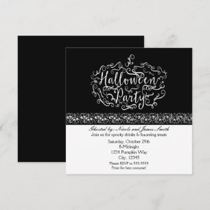 Halloween-pumpa Eleganta svarta vita inbjudningar