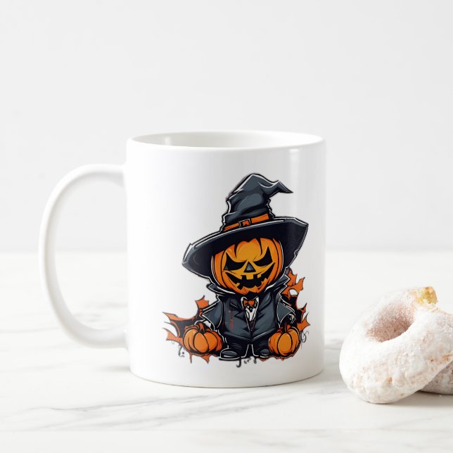 Halloween Pumpa Fågelskrämma Bedårande Höst Dekora Kaffemugg (Med munk)