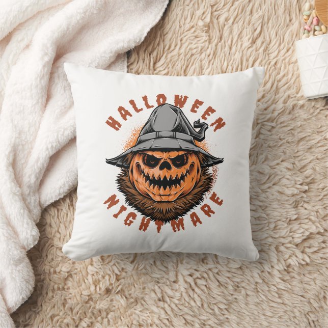 Halloween-pumpa Fågelskrämma Design Kudde (Filt)