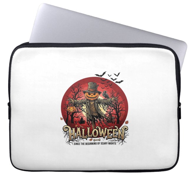 Halloween Pumpa Fågelskrämma Korp Fladdermöss_1 Laptop Fodral (Framsidan)
