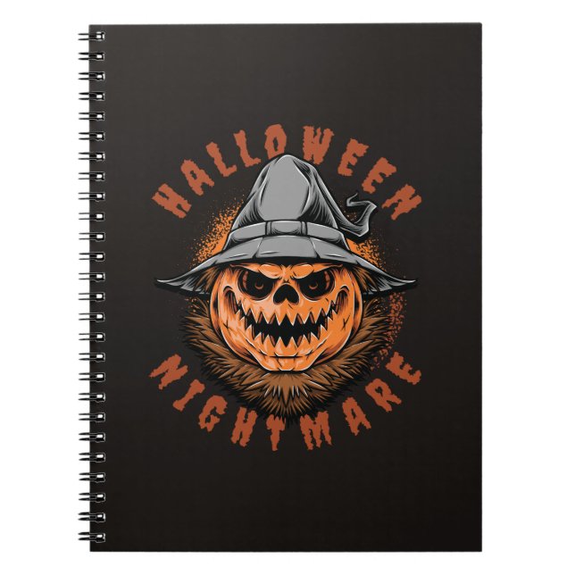 Halloween Pumpa Fågelskrämmande Design Anteckningsbok (Framsidan)