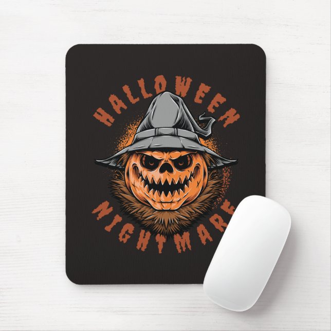 Halloween Pumpa Fågelskrämmande Design Musmatta (Med mus)