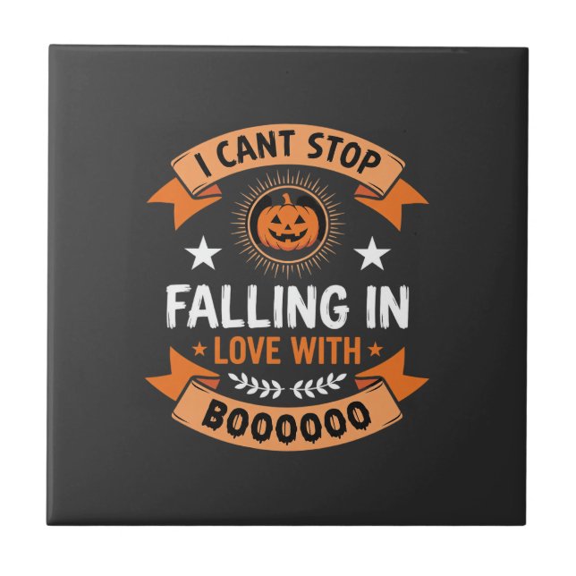 Halloween Pumpa Faller I Kärlek Kakelplatta (Framsidan)