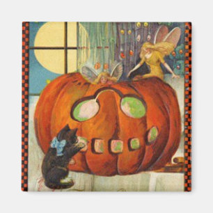 Halloween pumpa, fe och svartkattmagnet magnet