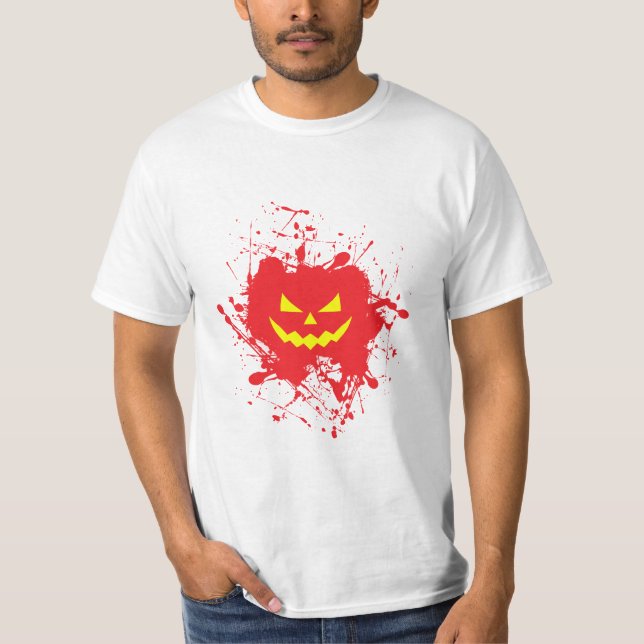 Halloween Pumpa Fläckar T Shirt (Framsida)