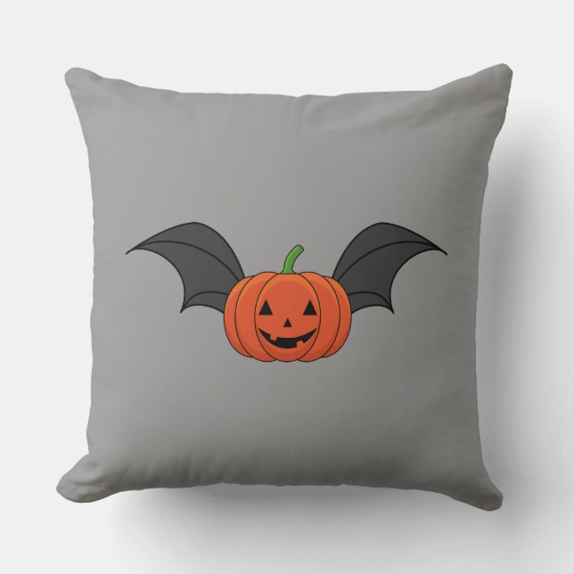 Halloween Pumpa Fladdermus Kudde (Framsida)