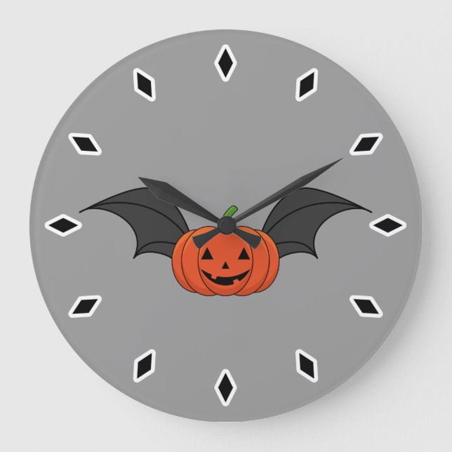 Halloween Pumpa Fladdermus Stor Klocka (Framsida)