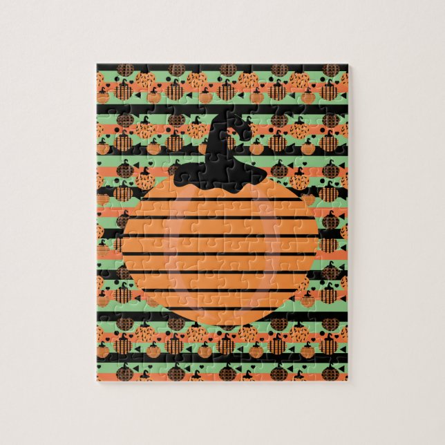Halloween-pumpa Geometriskt Mönster Pussel (Vertikal)