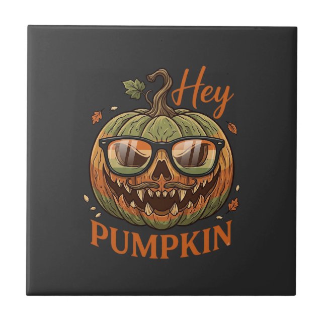 Halloween Pumpa Halloween Jack Lantern Glasögon Mu Kakelplatta (Framsidan)