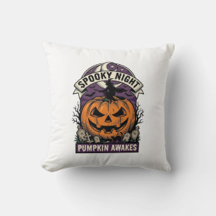 Halloween Pumpa Häxa Vintage Kuslig Natt Tröja Kudde