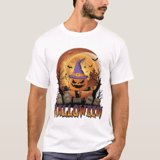 Halloween Pumpa Häxhatt Svart Katt Fullmåne_1 T Shirt