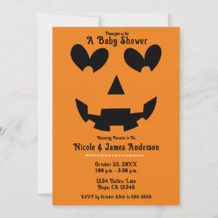 Halloween Pumpa Hjärta Ögon Baby Shower Inbjudningar