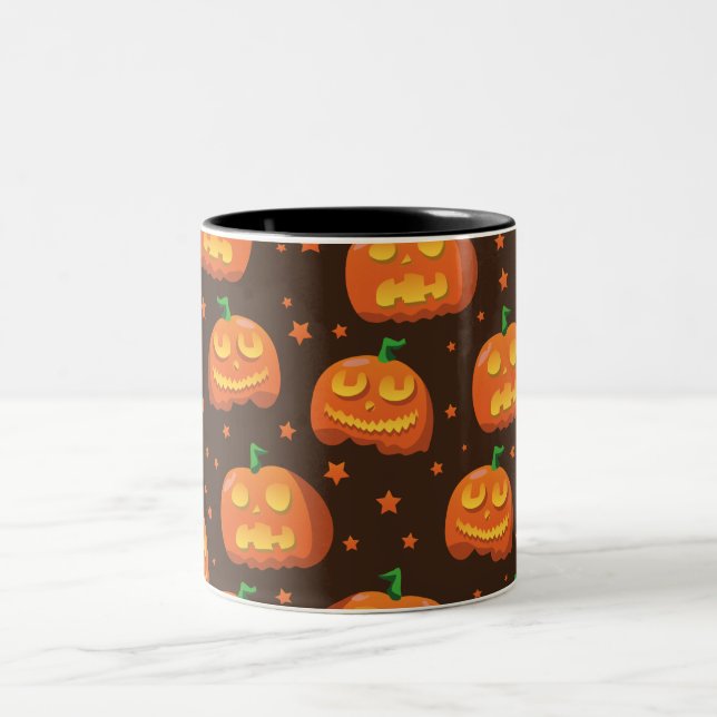 Halloween Pumpa huvud mönster. Två-Tonad Mugg (Center)