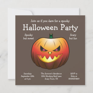 Halloween Pumpa Inbjudan Platt Kort