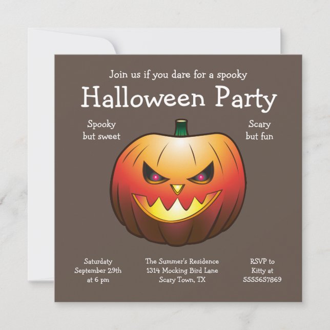 Halloween Pumpa Inbjudan Platt Kort (Framsida)