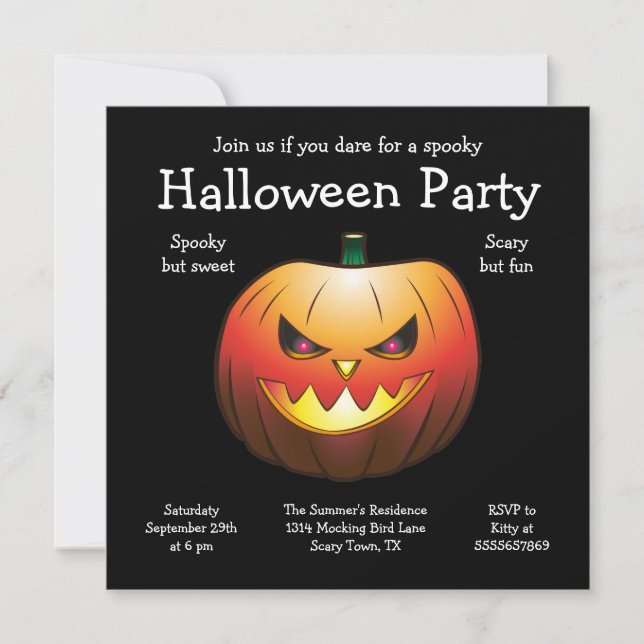Halloween Pumpa Inbjudan Platt Kort (Framsida)