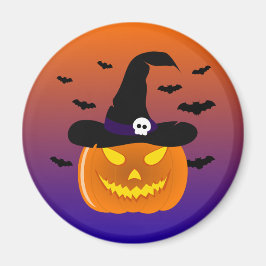 Halloween-pumpa Jack o' Lantern Häxhatt Magnet
