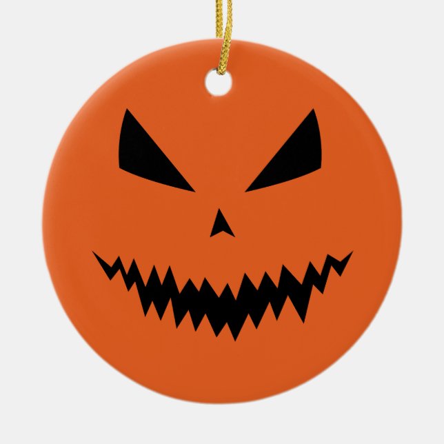 Halloween pumpa Jack O'lantern ansikte svart orang Julgransprydnad Keramik (Framsidan)