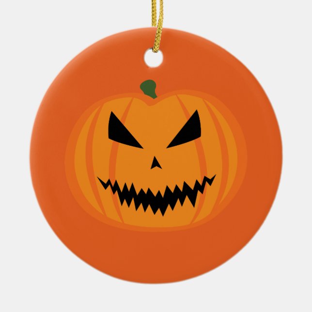 Halloween pumpa Jack O'lantern ansikte svart orang Julgransprydnad Keramik (Framsidan)