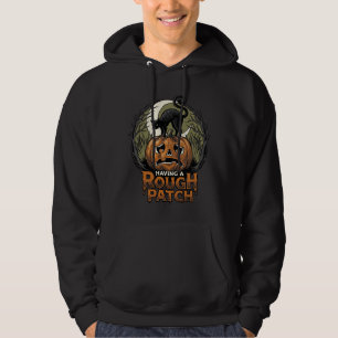 Halloween Pumpa Katt Grov Lapp Vintage Gravyr Hoodie
