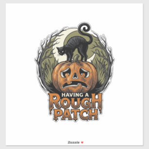 Halloween Pumpa Katt Grov Lapp Vintage Gravyr Klistermärken