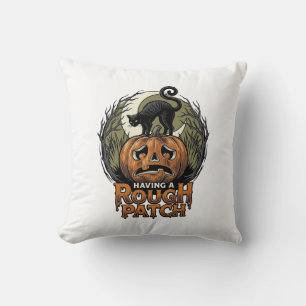 Halloween Pumpa Katt Grov Lapp Vintage Gravyr Kudde