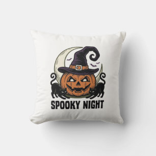 Halloween Pumpa Katt Häxa Hatt Vintage Tröja_1 Kudde