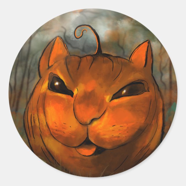 Halloween Pumpa Katt Klistermärken (Framsida)