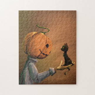 Halloween Pumpa Katt Pussel