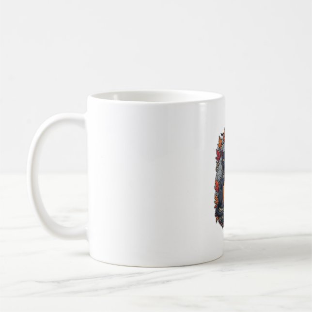 Halloween Pumpa Katt Skalle Döden Höst Löv Kaffemugg (Vänster)