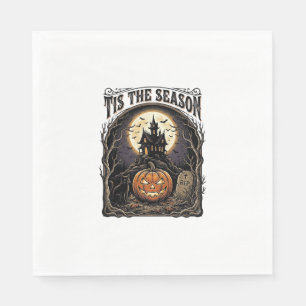 Halloween Pumpa Katt Spöklik Vintage Säsong Scen Pappersservett
