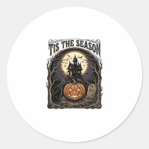 Halloween Pumpa Katt Spöklik Vintage Säsong Scen Runt Klistermärke