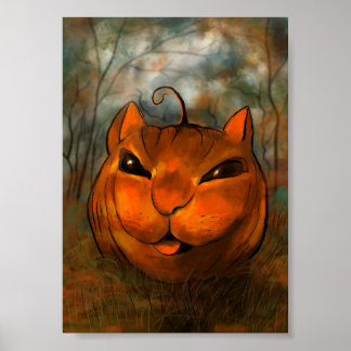 Halloween Pumpa Katt Tryck
