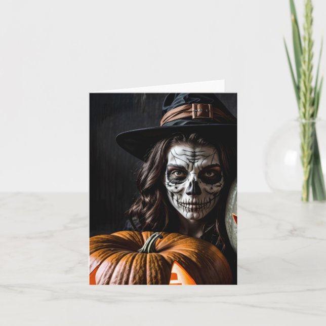 Halloween Pumpa & Kostym Anime Helgkort (Framsida)