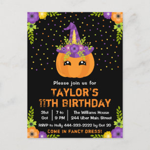Halloween Pumpa Kostym Födelsedagsfest Svart Pos Vykort
