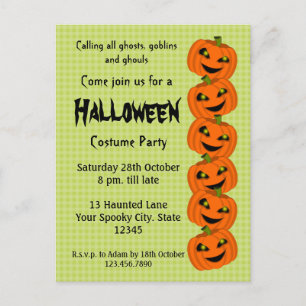 Halloween Pumpa Kostymfest Inbjudan Vykort